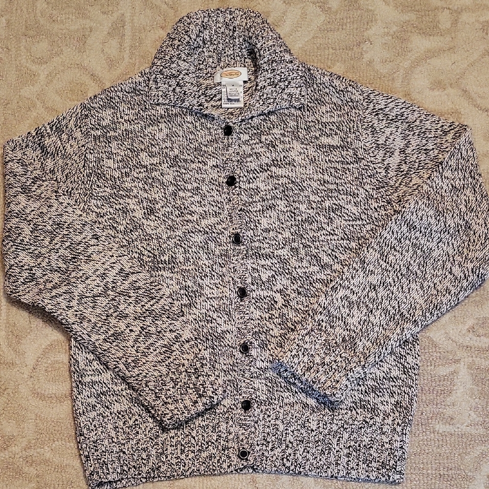 Talbots Black and White Cardigan Sweater